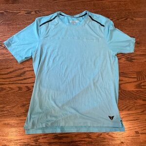 Men’s Korsa light blue/turquoise Road Runner sport shirt size L